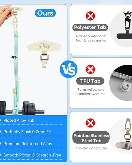 Adjustable Anti-Theft Phone Lanyard Neck & Crossbody Strap with 0.2mm Metal Tab & Comfort-Fit 8mm Rope (Blue)