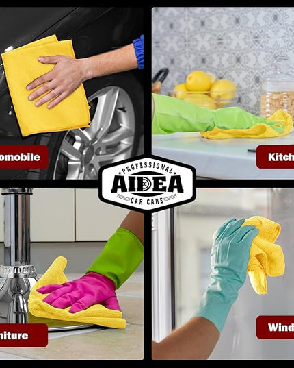 AIDEA Microfiber Cleaning Cloth, 20PK, Microfiber Towels for Cars, Premium All Purpose Car Cloths, Dusting Cloth Cleaning Rags, Absorbent Towels for SUVs, House, Kitchen, Window, 12"×12", Yellow