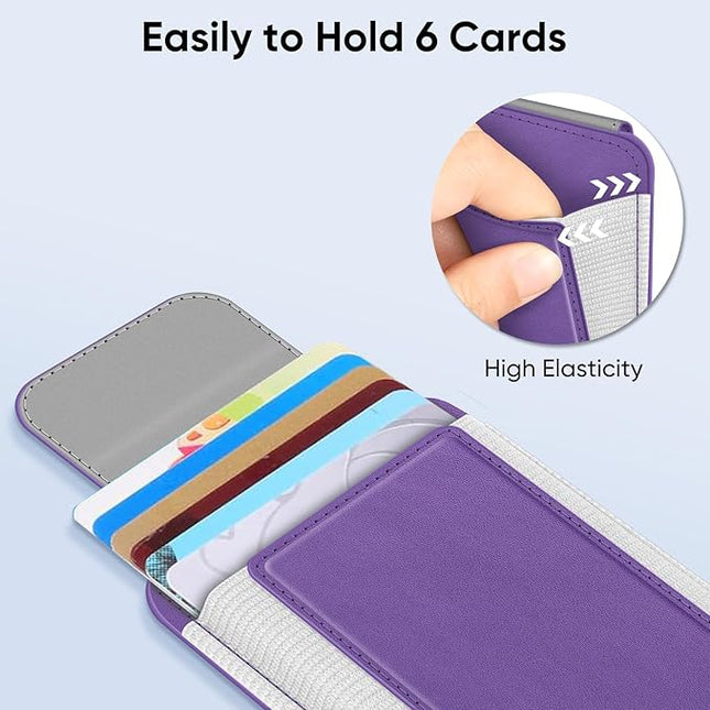 FINPAC MagSafe Wallet, Magnetic Card Wallet Holder for iPhone 17/16/15/14/13/12 Series, Safe RFID Blocking Slim Leather 6 Card Holder for Women Men