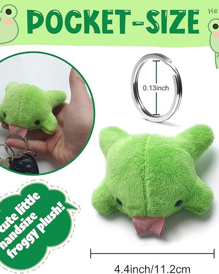 Agromusk Cute Frog Keychain,Kawaii Frog Plush Keychain,Green Frog Purse Bag Charms Funny Frog Decor Car Keys Gifts