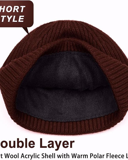 ROYBENS Swag Wool Knit Cuff Short Fisherman Beanie for Men Women, Winter Warm Hats