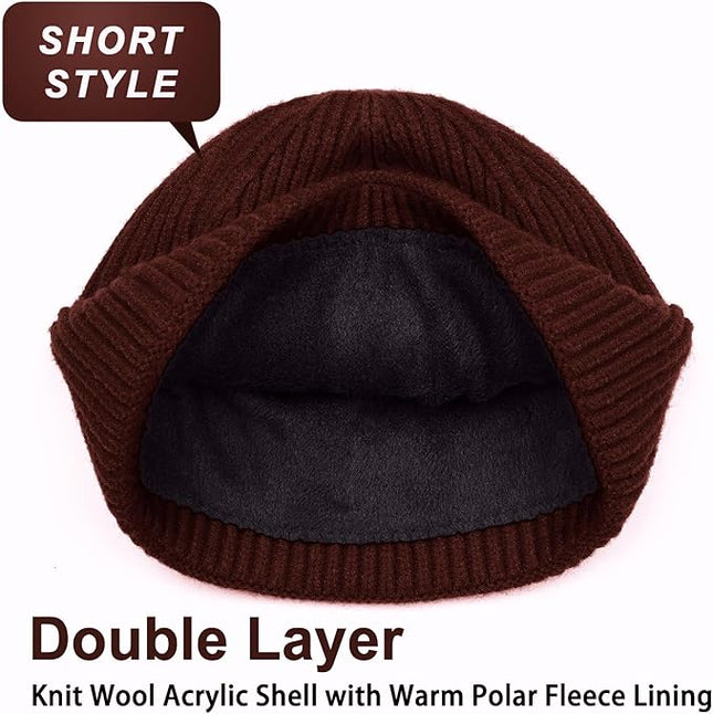 ROYBENS Swag Wool Knit Cuff Short Fisherman Beanie for Men Women, Winter Warm Hats
