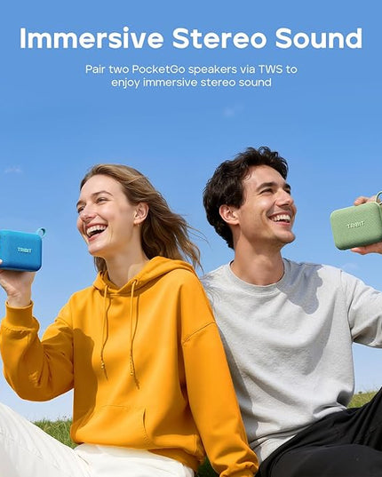 Tribit PocketGo Bluetooth Shower Speaker, IP68 Waterproof/Dustproof, Portable Speaker with 20H Playtime, Wireless, BT6.0, Supports TF Card, Electronics for Travel/Outdoors/Home (Blue)