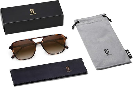 SOJOS Retro Aviator Sunglasses for Women Men,Trendy Rectangle Womens Mens Shades Sun Glasses SJ2202