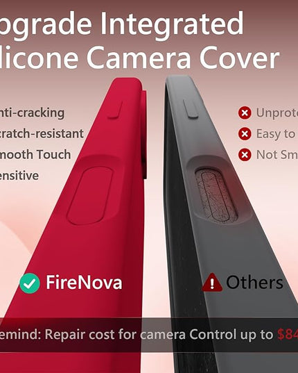 FireNova Magnetic for iPhone 17 Case, Compatible with MagSafe, [Integrated Silicone Camera Control Button] [Camera Protection] Anti-Scratch Microfiber Lining Phone Case, 6.3", Deep Red