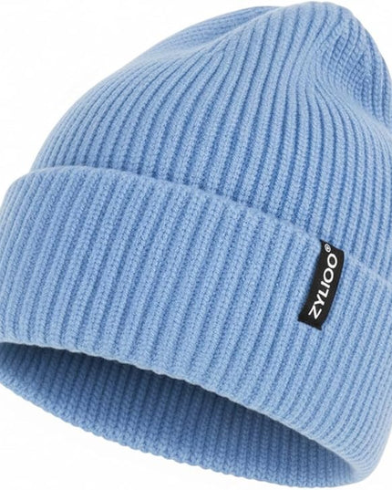 Zylioo Oversize Beanie Hats, XXL Big Size Ribbed Knit Cuffed Winter Hat for Cold Weather, Warm Skull Watch Cap