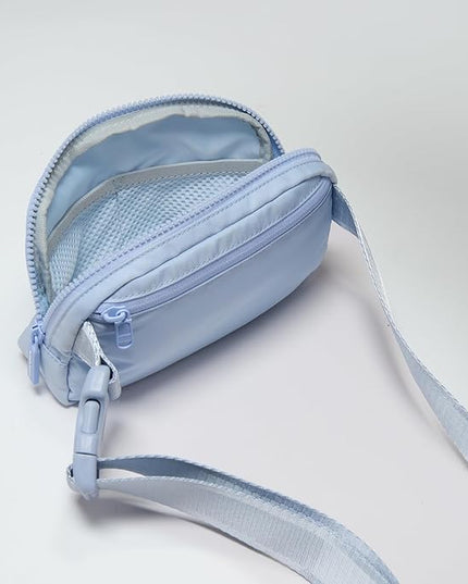 Pander Two Way Zipper Fanny Pack Nylon Everywhere Belt Bag for Women, Water Repellent Waist Packs, Crossbody Bags with Adjustable Strap (Windmill Blue).