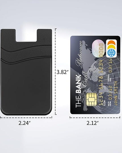 Senose Phone Wallet, 3 Pack Card Holder for Back of Phone Stick on Phone Cases Great Storage Compatible for iPhone/Android/Samsung Galaxy - Black+White+Purple