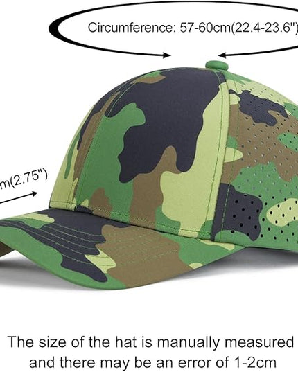 VOBOOM Men Quick Dry Baseball Cap Laser Cut Mesh Ball Curved Brim Snapback Hat