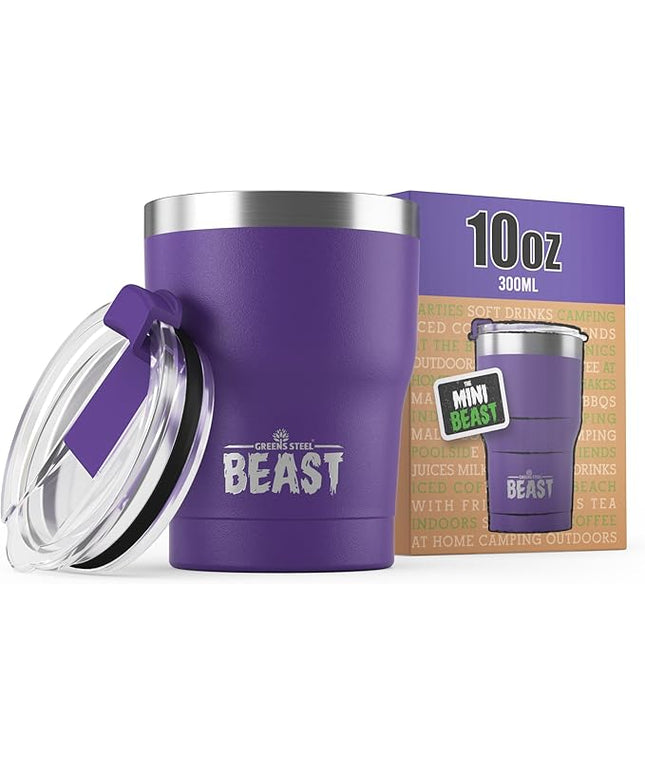 Beast 10 oz Tumbler Stainless Steel Vacuum Insulated Coffee Ice Cup Double Wall Travel Flask (Purple)
