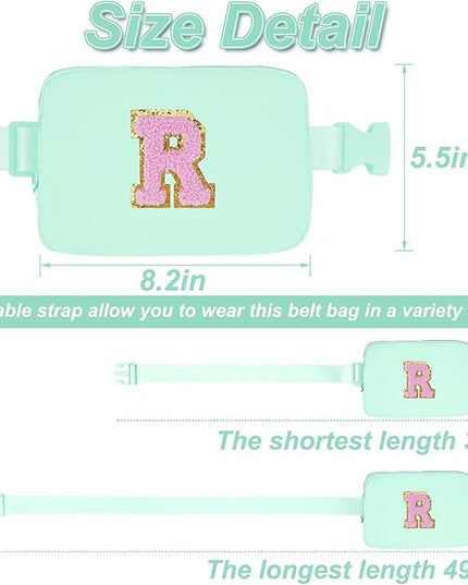 Uygafly Belt Bag Fanny Pack Crossbody Bags with Initials Letter Patch Cute Stuff Birthday Gifts for Teenager Girls Trendy Stuff for Teens | Light Green,R