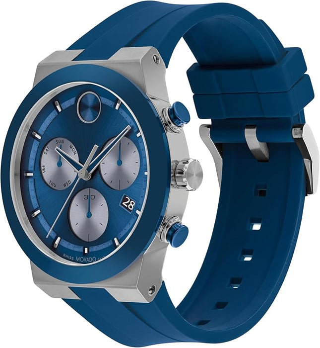 Movado Bold Fusion Men's Watch - Swiss Quartz Chronograph Movement, Silicone Strap - 5 ATM Water Resistance - Luxury Fashion Timepiece for Him - 44.50mm