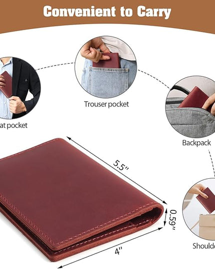 Jack&Chris Leather Passport Holder, Handmade Passport cover, Travel Wallet Cover Case for Men and Women, Leather Travel Documents Organizer Protector, JC107