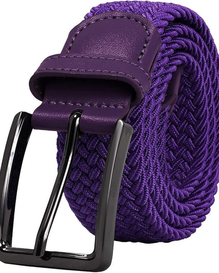 Falari Men Women Multicolored Elastic Stretch Braided Belt Canvas Fabric Woven No Holes Belt