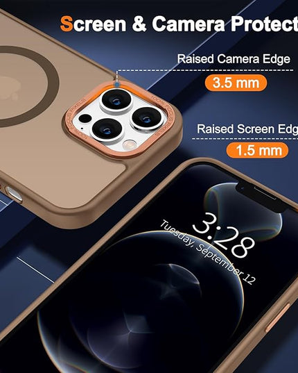Hython Case for iPhone 12 Pro Max Case Magnetic Translucent Matte Phone Cases 6.7" [Compatible with MagSafe] Thin Slim Fit Shockproof Bumper Hard Protective Cover for Women Men Girls, Frosted Brown