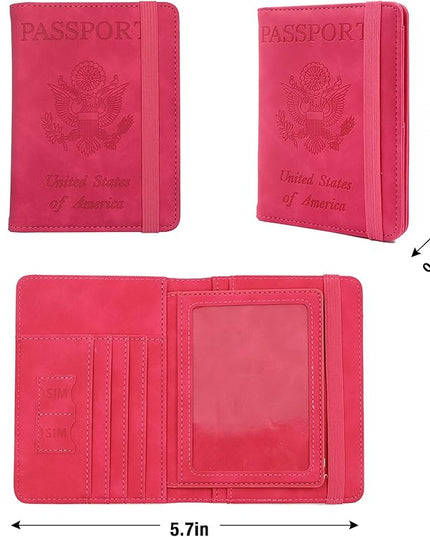 Melsbrinna Rfid Passport Holder for Travel women/Men, Cute Passport Wallet Rfid Blocking Card Slots, Rfid Passport Cover/CaseTravel Wallet, Passport Book Holder (1, Red5)
