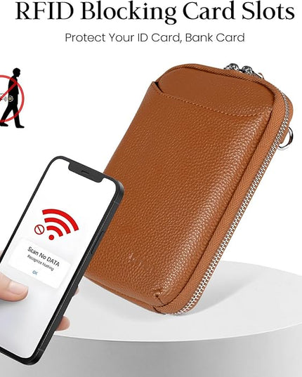 befen Genuine Leather Crossbody Cell Phone Purse for Women, Small Zip Around RFID Blocking Crossbody Wallet Bags