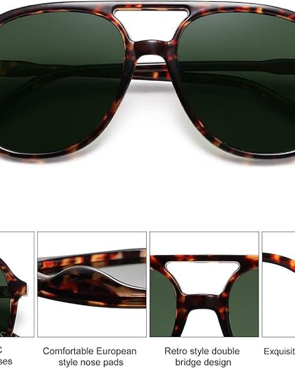 SOJOS Retro Polarized Aviator Sunglasses Womens Mens Classic 70s 80s Vintage Trendy Square Aviators SJ2174