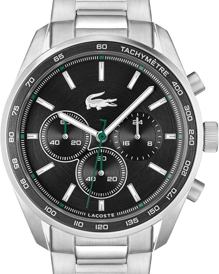 Lacoste Boston Men's Chronograph Watch - Classic Stainless Steel - Tachymeter - Water Resistant up to 5ATM/50 Meters - Modern Design for Him - 42mm