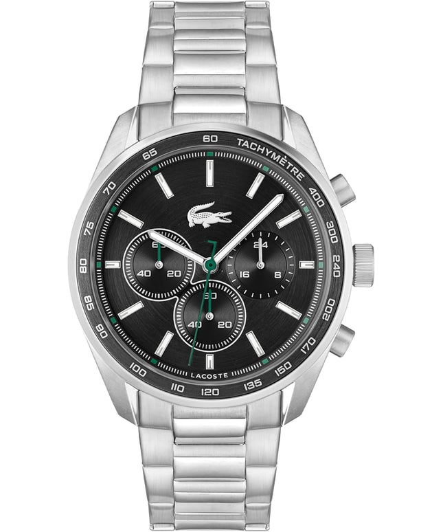Lacoste Boston Men's Chronograph Watch - Classic Stainless Steel - Tachymeter - Water Resistant up to 5ATM/50 Meters - Modern Design for Him - 42mm