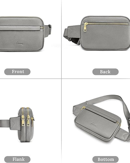 S-ZONE Fanny Packs for Women Genuine Leather RFID Blocking Crossbody Bags Purses Sling Waist Chest Bag Gifts Travel Running Adjustable Strap Men