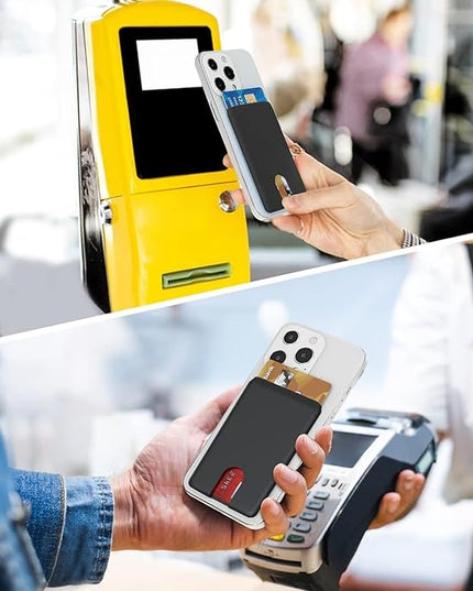 Senose Phone Card Holder, Silicone Anti Slip Out Phone Wallet Stick On Credit Card Holder, Id Card Pouch Compatible for iPhone 13/12 Pro Max Samsung Galaxy Smartphone, 3 Pack (Black)