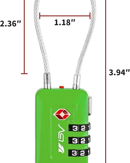 TSA Accpeted Luggage Travel Lock, Set-Your-Own Combination Lock for School Gym, Golf Bag, Locker, Luggage Suitcase Baggage Locks, Filing Cabinets, Toolbox, Case (Green, 2 Pack)