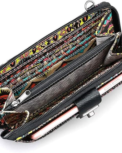 Sakroots Artist Circle Smartphone Crossbody in Coated Canvas, Detachable Wristlet Strap