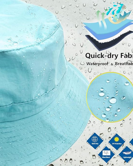 woogwin Waterproof Bucket Rain Hat with Chin Strap Quick Dry Packable Boonie Sun Hat Safari Hat UV Protection