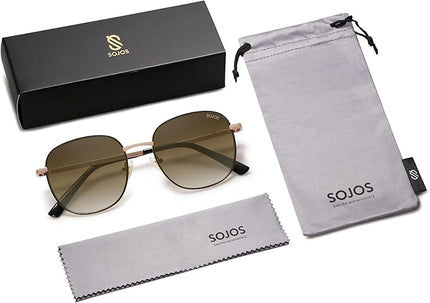 SOJOS Classic Trendy Square Sunglasses for Women Men Cute Big Frame Gold Shades SJ1137