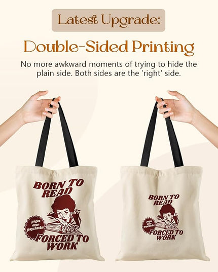 Aesthetic Tote Bag for Girls - with Magnetic Buckle and Zipper Inner Pocket for Women Lady Canvas Cotton Tote Bag