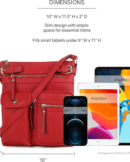 SG SUGU Katie Lightweight Medium Crossbody Bag Shoulder Bag with Multi Pocket for Women