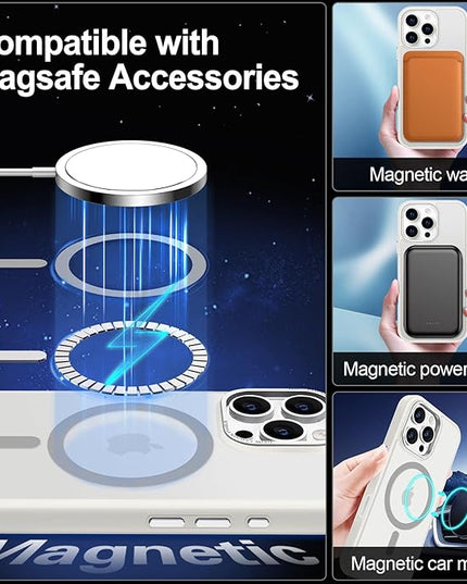 Hython Case for iPhone 16 Pro Case Magnetic Translucent Matte Phone Cases 6.3" [Compatible with MagSafe] Thin Slim Fit Shockproof Bumper Hard Protective Cover for Women Men Girls, Frosted Cream White