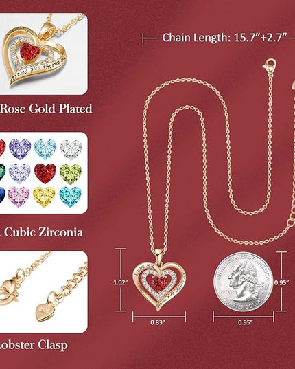 REDBEE Necklaces for Women Birthstone Heart Necklace Jewelry for Wife Girlfriend Woman Necklace