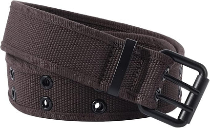 moonsix Canvas Web Belts for Men,Solid Color Casual Double Hole Grommet Belt