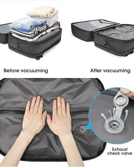 Vacuum Backpack for Men, 50L Expandable Travel Backpack With Vacuum Seal System, Water Resistant 17.3 Inches Laptop Backpack with USB Charging Port-Not Vaccum Pump Included