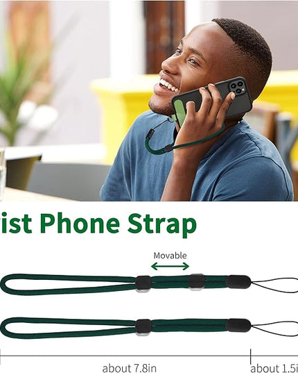 CACOE Phone Lanyard 2 Pack-1× Adjustable Neck Strap,1× Wrist Strap,2× Pads,Universal Crossbody Cell Phone Lanyards,Multifuctional Phone Lanyards Compatible with Most Smartphones(Dark Green)