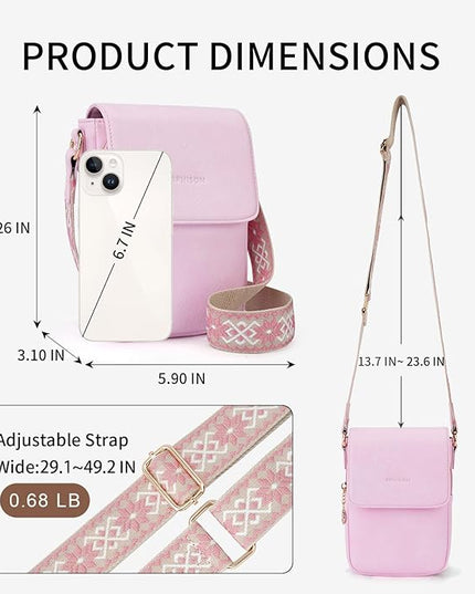 APHISON Small Crossbody Bags for Women Trendy, Leather Phone Wallet Purses Handbags Card Slots with Adjustable Guitar Strap