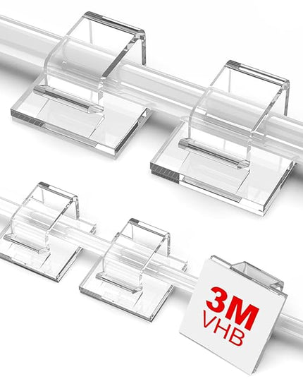100 PCS Outdoor Light Clips Clear (Small & Large), Adhesive Cable Clips for Wall Wire Holder Cable Management Cord Organizer, Christmas Light Hooks for LED String Lights, Car Dash Cam, Extension Cord