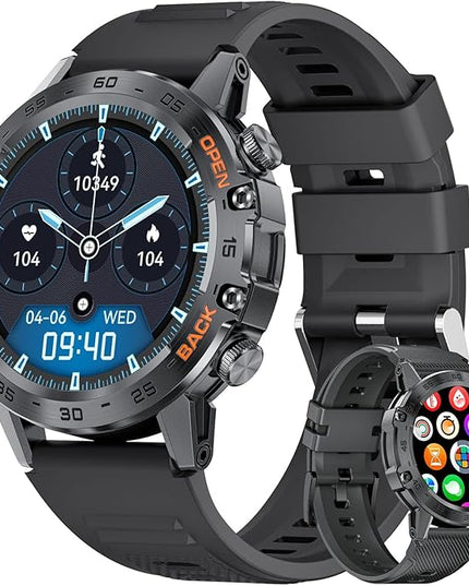 SUNKTA Military Men's Smart Watch (Answer/Dial Calls),100 Sports Modes, 5ATM Waterproof Fitness Watch with Heart Rate/SpO2/Blood Pressure for Android and iOS,1.39''HD Full Screen Smartwatch