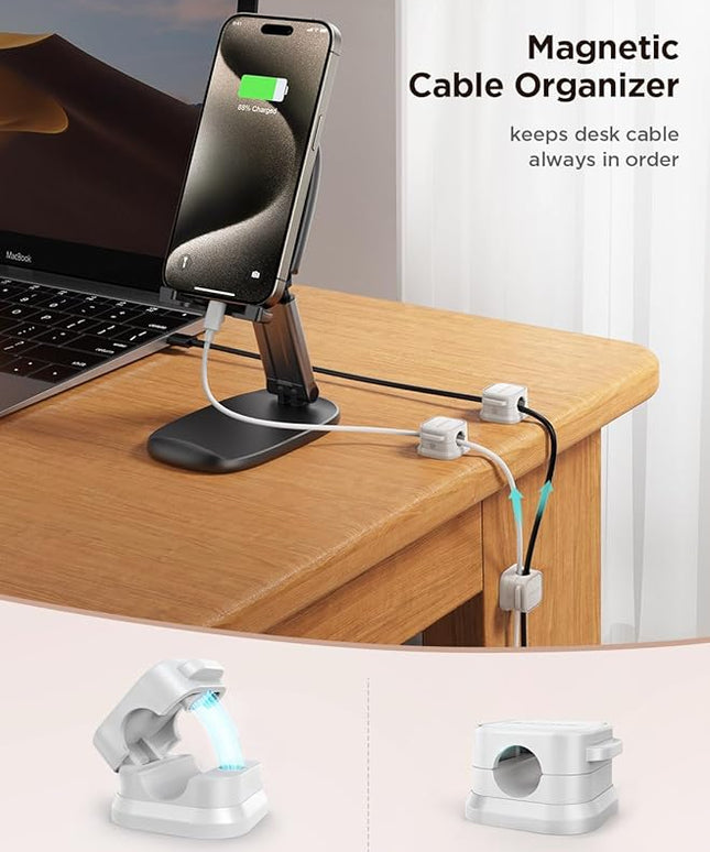12 Pack Magnetic Cord Holder, Cord Organizer Cable Clip for Desk Management, JOYROOM Smooth Adjustable Cable Clip, Wire Holder Keeper Organizer for Home Office Desk Phone Car Wall Desktop Nightstand