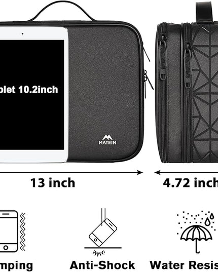 MATEIN Cord Organizer Case with Adjustable Divider, DJ Cable File Bag for DJ Gear, Sound Instrument and Music Equipment Accessories, Shockproof Portable Double Layer Cord Bags, Black
