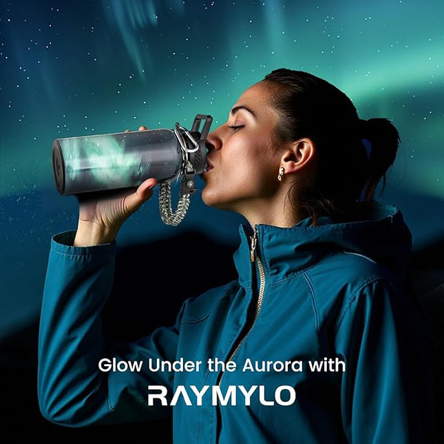 32oz Insulated Water Bottle, Triple Wall Vacuum Stainless Steel Water Bottles - Keeps Cold 48H, Reusable Metal water flask Jug for Gym, Sports, Camping, Hiking,Travel, Aurora-Green