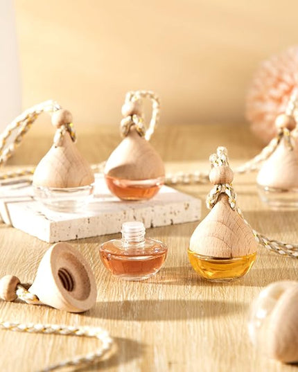 BBTO 50 Pcs Hanging Car Air Freshener Car Diffuser Bottles Empty Glass Perfume Bottle Freshener Diffuser Bottle Pendant for Essential Oil Fragrance Aromatherapy Bottle Ornament(Water Drop)