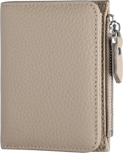 ilovever Small Wallet Women Soft Leather RFID Blocking Card Holder with Zipper Pocket Bifold wallet,Grey
