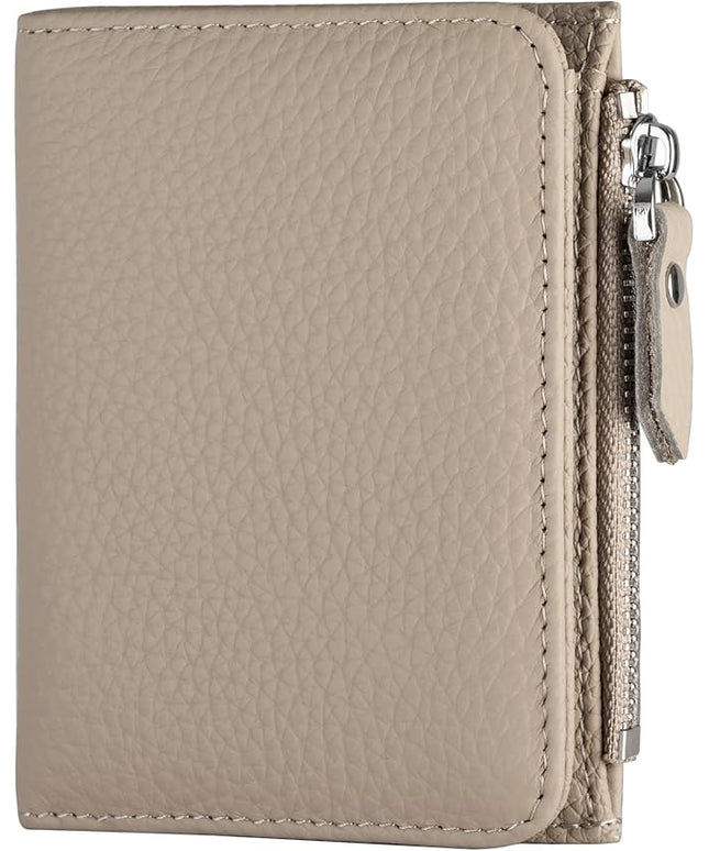 ilovever Small Wallet Women Soft Leather RFID Blocking Card Holder with Zipper Pocket Bifold wallet,Grey