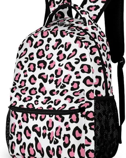 Fashion Pink Leopard Print Backpack Lightweight Large Capacity Laptop Daybag for Travel Work