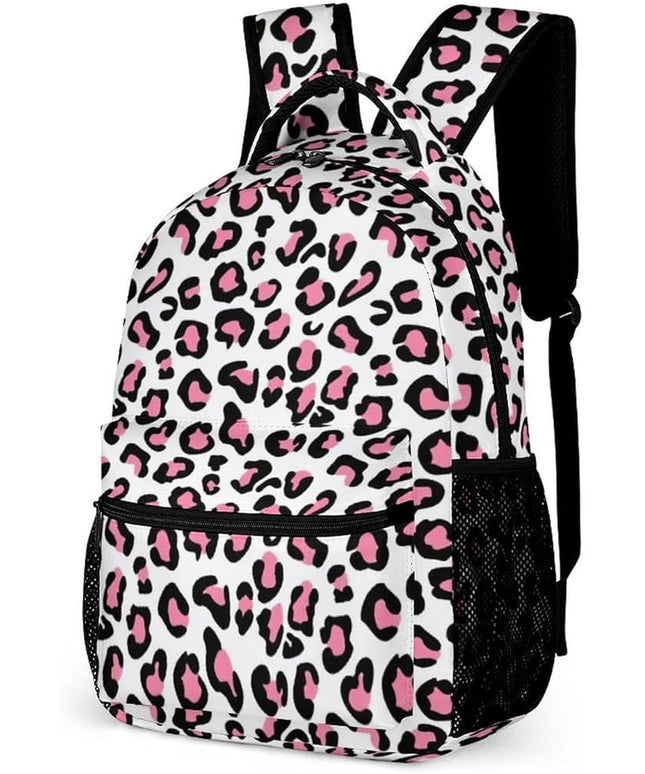 Fashion Pink Leopard Print Backpack Lightweight Large Capacity Laptop Daybag for Travel Work