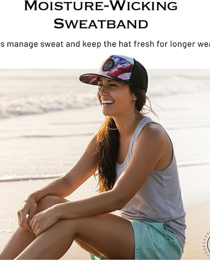The Heartbeat Brand Color Vibes Flag Laser Mesh Snapback Hat for Men & Women | Flat Bill Trucker Hat | Undervisor Design