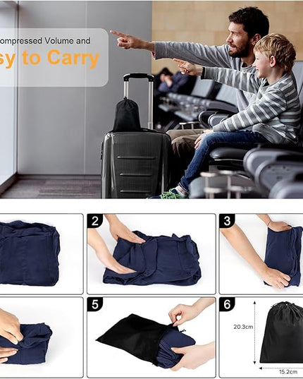 Inflatable Travel Foot Rest Pillow, Kids Airplane Bed, Adjustable Height Leg Pillow for Air Travel, Make a Flat Bed for Kids and Toddlers, Great for Airplane, Train, car（Blue, 1 Pack）